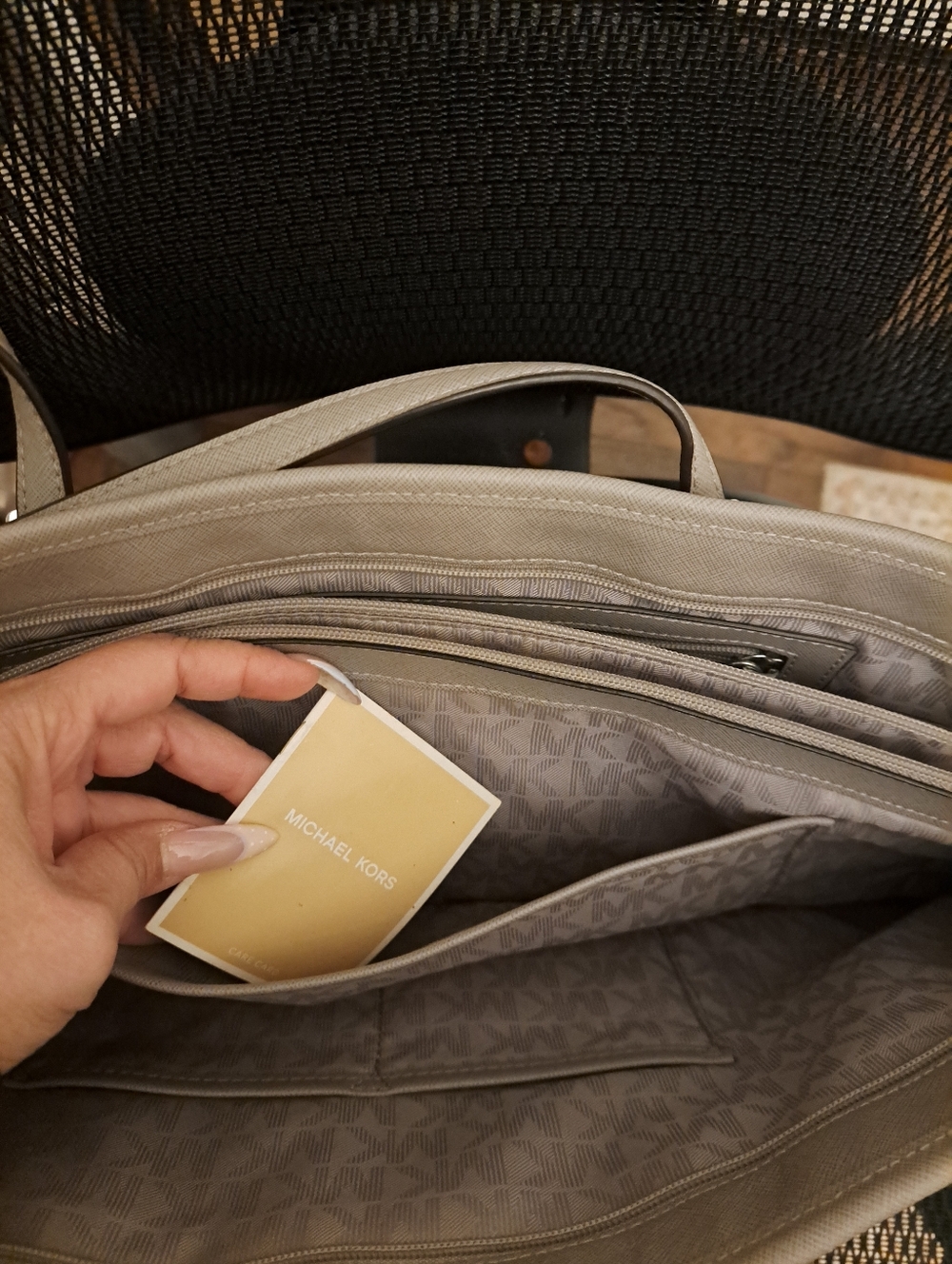 Michael Kors Taupe Tote with Silver Hardware - Picture 8 of 10